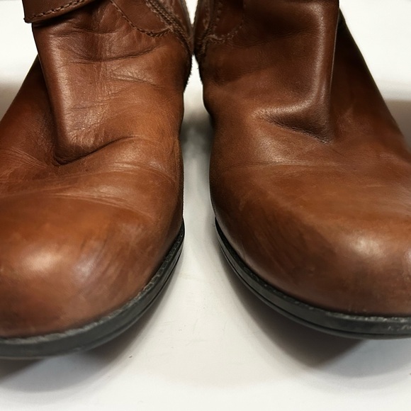 Bandolino Brown Leather Heeled Zipper Riding Boots with Buckle Size 7.5 - Picture 14 of 16